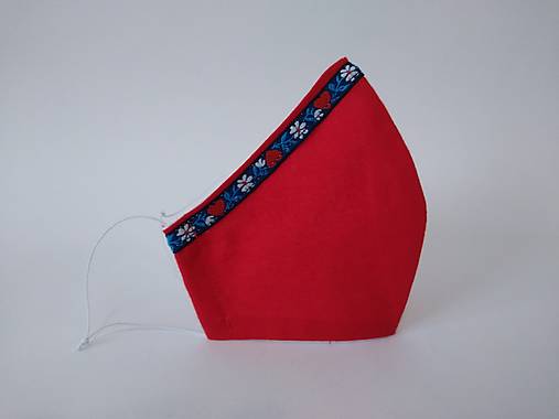 Dizajnové rúško srdiečka páska červené tvarované dvojvrstvové