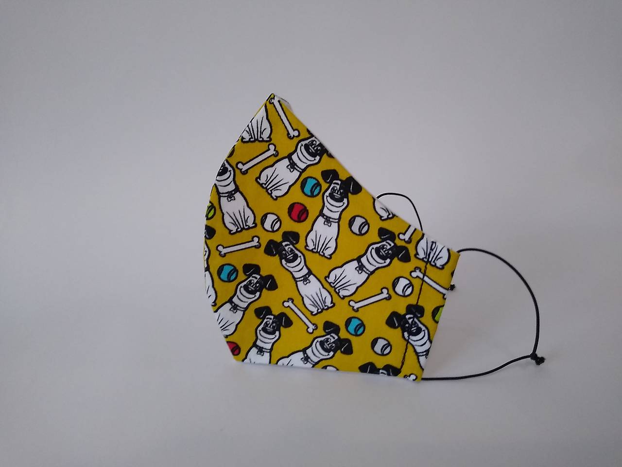 Dizajnové rúško pes žlté tvarované dvojvrstvové