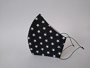 Rúška - Dizajnové rúško malé hviezdy na čiernej tvarované dvojvrstvové - 12466646_