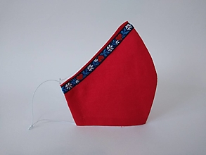 Rúška - Dizajnové rúško srdiečka páska červené tvarované dvojvrstvové - 12466759_