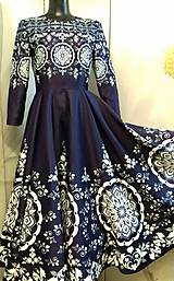 Šaty - Spoločenské šaty Floral Folk " Modrotlač "  (Modrotlač tmavá + biely vzor) - 12464580_