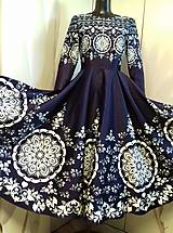 Šaty - Spoločenské šaty Floral Folk " Modrotlač "  (Modrotlač tmavá + biely vzor) - 12464581_