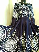Šaty - Spoločenské šaty Floral Folk " Modrotlač "  (Modrotlač tmavá + biely vzor) - 12464582_