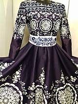 Šaty - Spoločenské šaty Floral Folk " Modrotlač "  (Modrotlač tmavá + biely vzor) - 12464586_