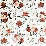 Textil - tehlové ruže, bavlnený úplet Holandsko, šírka 150 cm - 12467909_