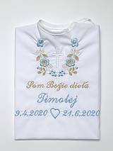 Detské oblečenie - Košieľka na krst K14 modro-zlatá so srdiečkom - 12469113_