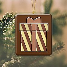 Dekorácie - Vianočná ozdoba ,,čokoládová" (darček pásikavý) - 12468964_