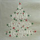 Papier - S1334 - Servítky - Vianoce, merry christmas, stromček - 12470047_