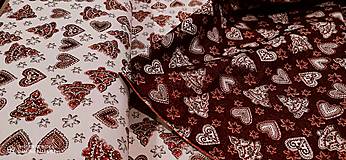 Textil - Látka pretkávaná lurexovou niťou - Medovníčky červené - cena za 10 cm - 12472412_