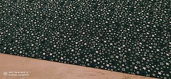 Textil - Látka pretkávaná lurexovou niťou -Hviezdičky na zelenom - cena za 10 cm - 12472771_
