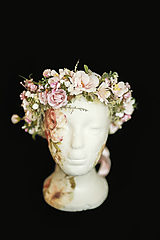 Ozdoby do vlasov - Romantický ružový kvetinový venček - 12471445_
