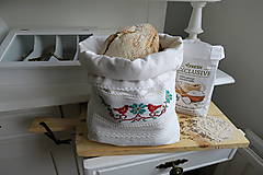 Úžitkový textil - Vrecko na chlebík s ručnou výšivkou a dvojvrstvové - 12470340_