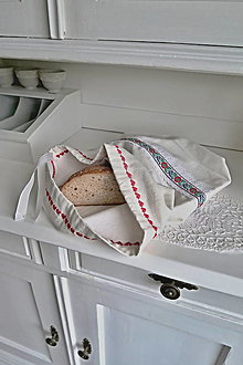 Úžitkový textil - Dvojvrstvové vrecko na chlebík, z domáceho ľanu - 12469995_