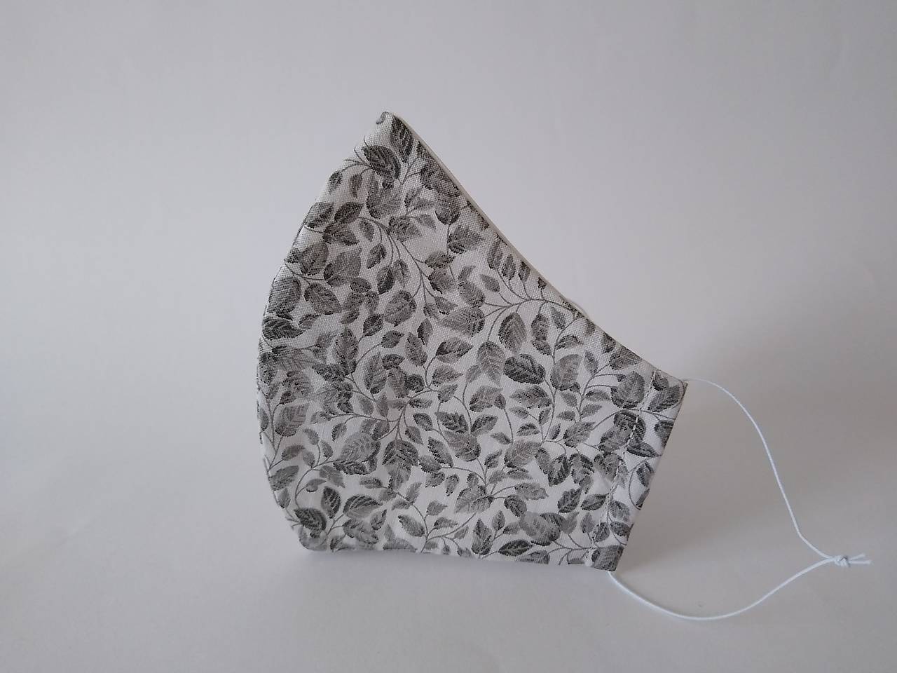 Dizajnové rúško lístky šedé tvarované dvojvrstvové