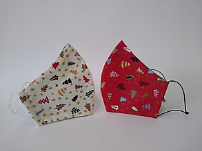 Rúška - Pár dizajnových rúšok mini stromčeky vianočné tvarované dvojvrstvové - 12474343_