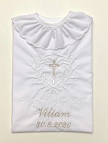 Detské oblečenie - Košieľka na krst K10 bielo strieborná - 12475355_