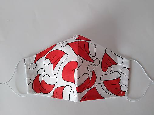 Dizajnové rúško čiapky pre Santu vianočné tvarované dvojvrstvové