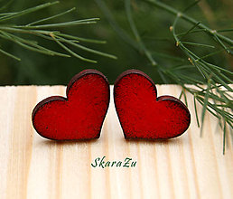 Náušnice - Heart mini // Red - 12481299_