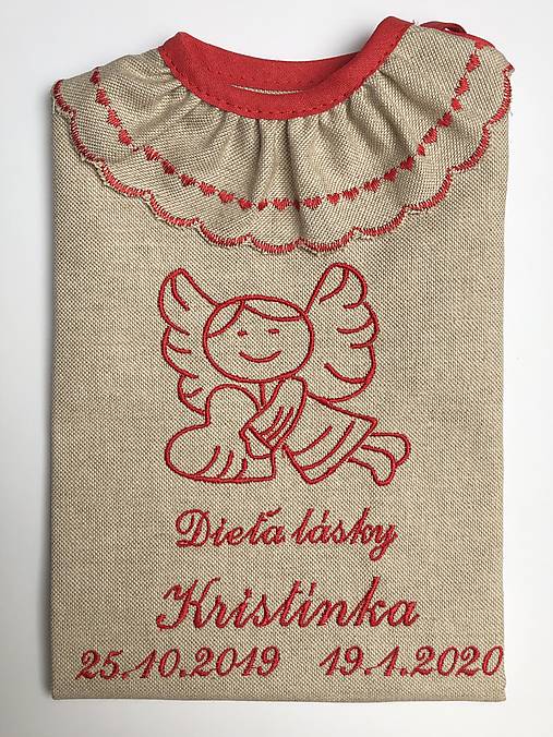 Detské oblečenie - Košieľka na krst k15 ľanová červená - 12479524_
