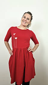 Šaty - Dopredaj - šaty volánový strih M03 červená, srdiečka - 12484045_