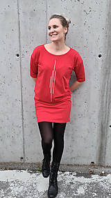 Šaty - Šaty rovný strih M15 - červené, biela II - 12484057_
