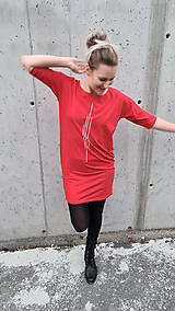 Šaty - Šaty rovný strih M15 - červené, biela II - 12484058_