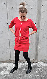 Šaty - Šaty rovný strih M15 - červené, biela II - 12484059_