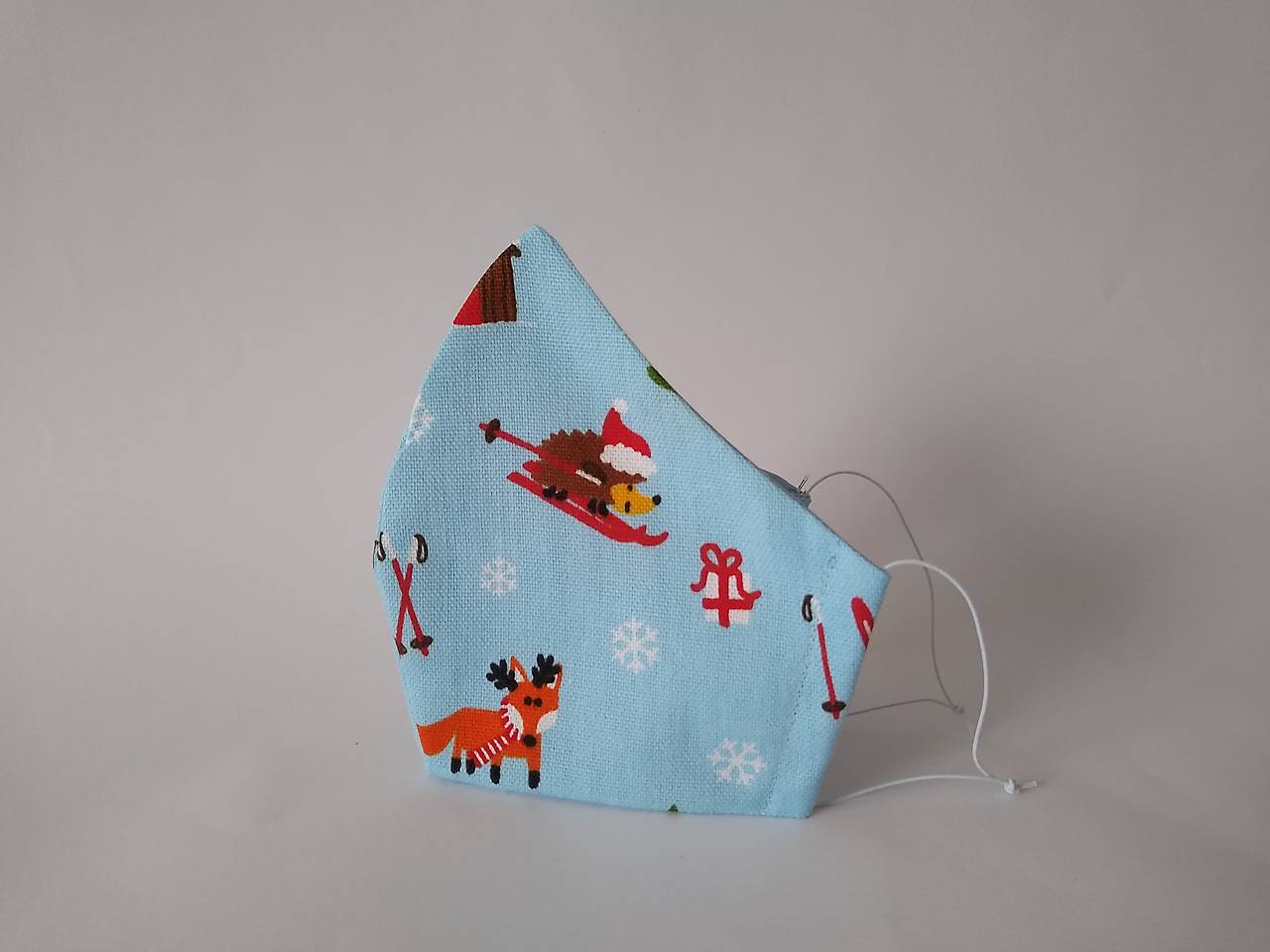 Dizajnové rúško lyžovačka vianočné tvarované dvojvrstvové