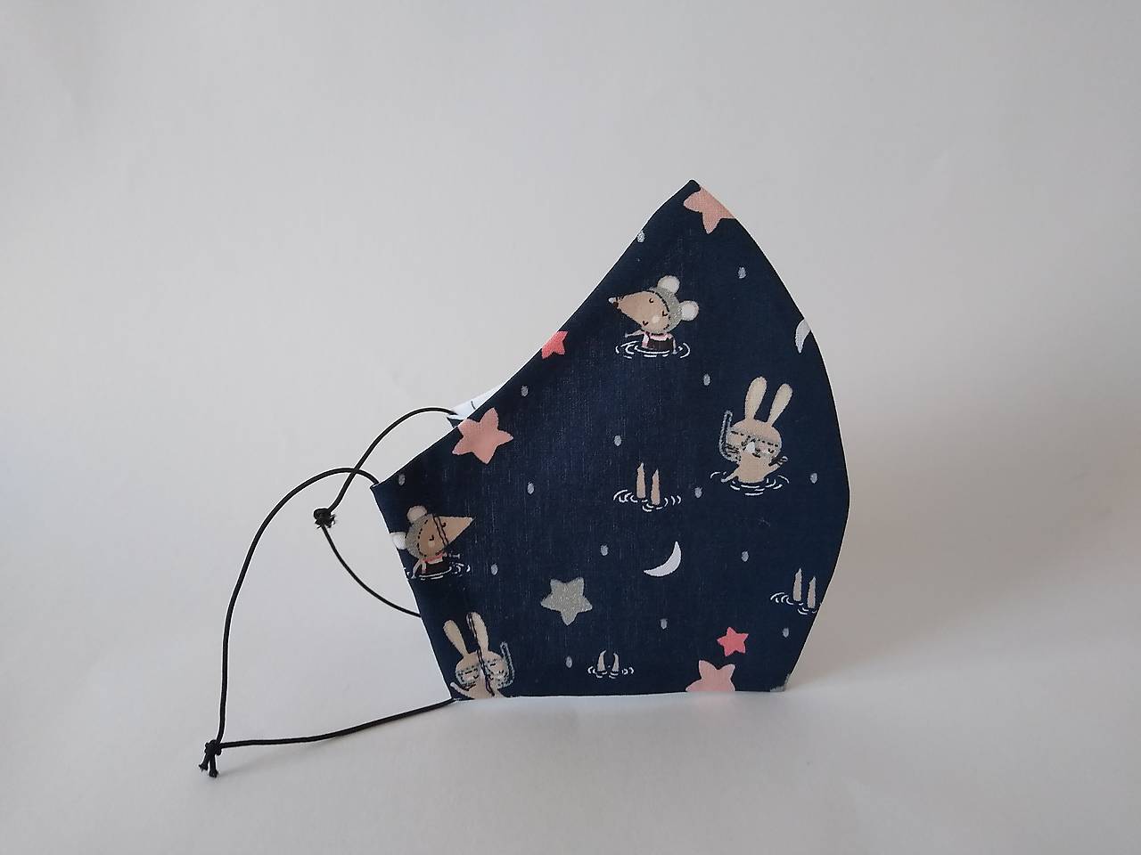 Dizajnové rúško zajačiky trblietavé tvarované dvojvrstvové