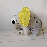 Detský textil - vankúš kvetinový slon (Šedé hviezdy) - 12488038_