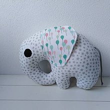 Detský textil - vankúš kvetinový slon (Šedé hviezdičky) - 12488051_