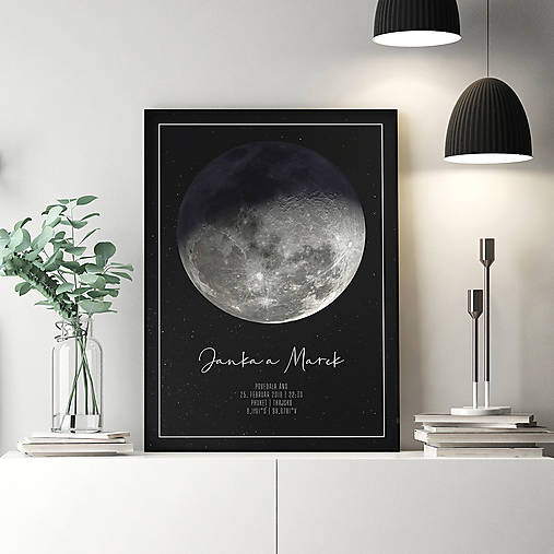Grafika - MESIAC, klasický print čierny - 12485852_