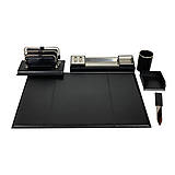 Papiernictvo - Stolový kancelársky set z pravej kože v čiernej farbe - 12486350_
