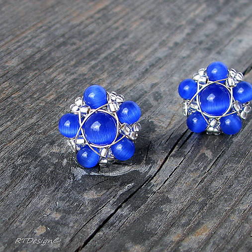 Náušnice - Náušničky BLUE CAT EYES - 12488776_