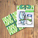 Papiernictvo - Vianočná pohľadnica/darček - ľadový medvedík a snehuliak - 12487090_