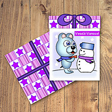Papiernictvo - Vianočná pohľadnica/darček - ľadový medvedík a snehuliak (hviezdičky) - 12487089_