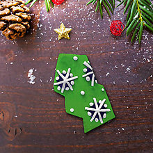 Magnetky - Vianočná magnetka - dekorovaná črepina (snehové chvíle) - 12489181_