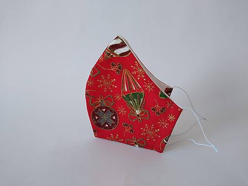 Dizajnové rúško vianočné ozdoby červené tvarované dvojvrstvové