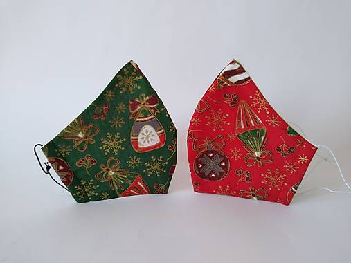 Dizajnové rúško vianočné ozdoby červené tvarované dvojvrstvové
