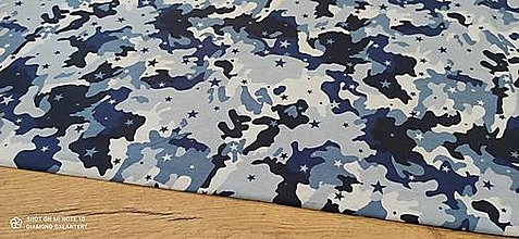 Textil - Bavlnená látka - Maskáč hviezdičkový - šírka 220 cm- cena za 10 centimetrov  (Modrá) - 12492976_