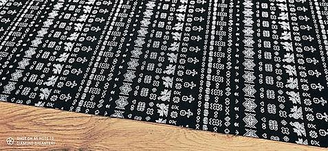 Textil - Bavlnená látka - Čičmany- cena za 10 centimetrov (Čierno-biela) - 12493197_
