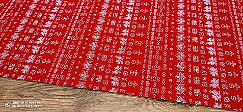 Textil - Bavlnená látka - Čičmany- cena za 10 centimetrov (Červená) - 12493213_