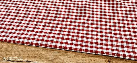 Textil - Bavlnená látka - Karo so srdiečkom červené - cena za 10 cm - 12493885_