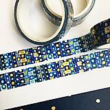 Papier - dekoračná papierová washi páska so zlatotlačou Klimtova noc - 12489929_