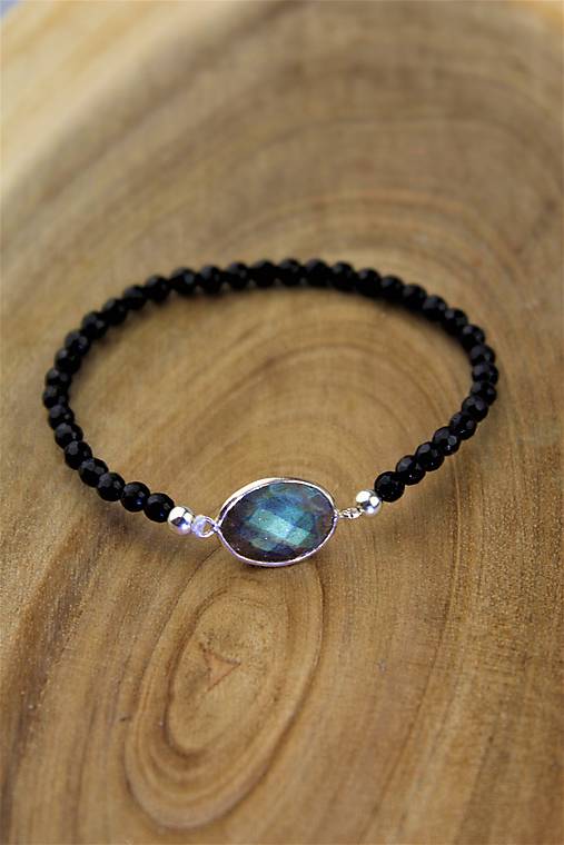 Náramky - náramok turmalín labradorit a striebro - luxusný náramok pre náročného zákazníka - 12494299_