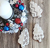 Dekorácie - Vianočné čipkované perníky biele (Domček malý) - 12494347_