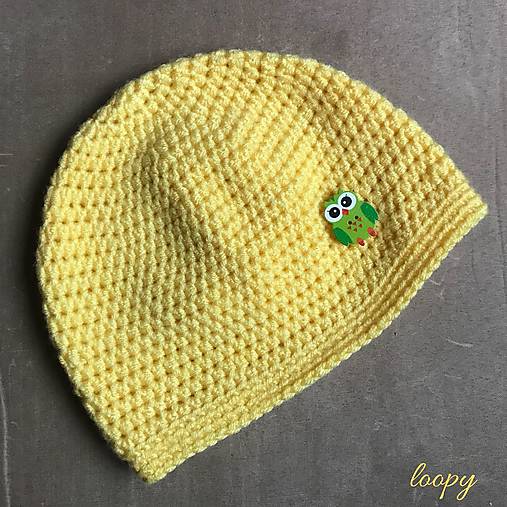 Detské čiapky - Háčkovaná novorodencká čiapočka žltá / obvod 34 - 36 cm - 12490664_