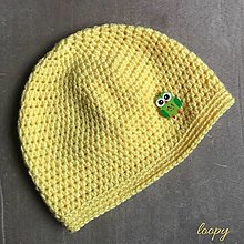 Detské čiapky - Háčkovaná novorodencká čiapočka žltá / obvod 34 - 36 cm - 12490664_