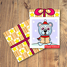 Papiernictvo - Vianočná pohľadnica/darček - ľadový medvedík a kniha (hviezdičkový) - 12491715_