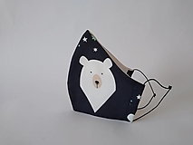 Rúška - Dizajnové rúško ľadový medveď prémiová bavlna antibakteriálne s časticami striebra dvojvrstvové tvarované (Pánske antibakteriálne vnútro) - 12496949_